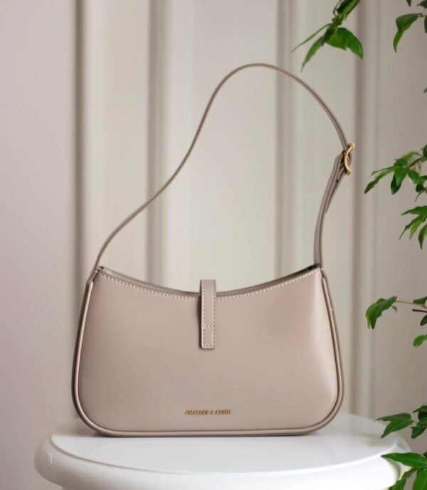 Cesia Metallic Accent Shoulder Bag - Taupe - Image 2