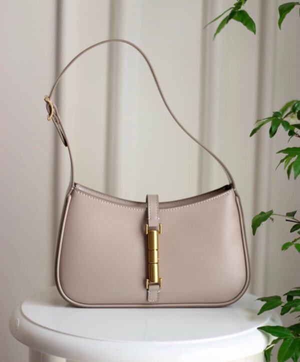 Cesia Metallic Accent Shoulder Bag - Taupe