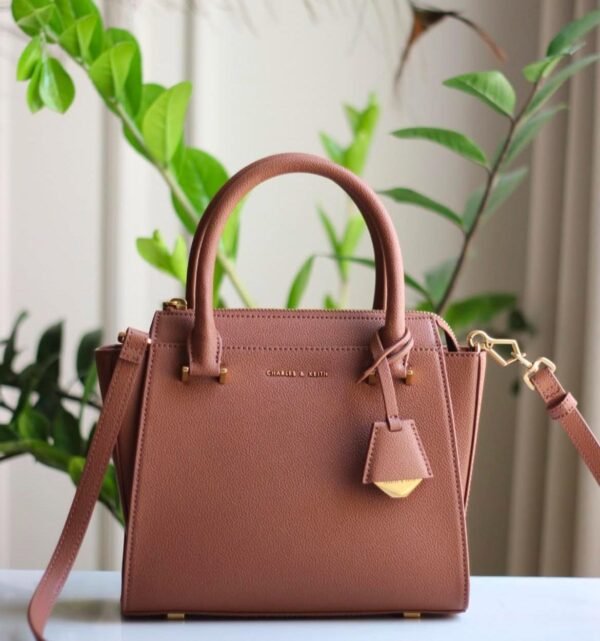 Chocolate Harper Geometric Top Handle Bag