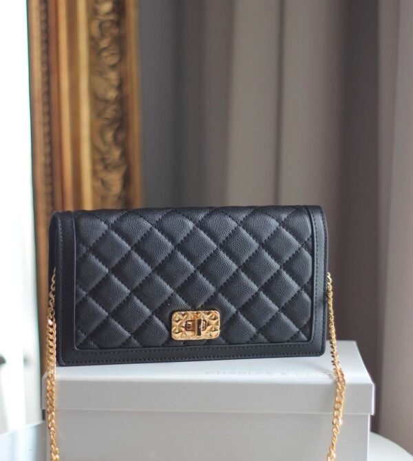 CHARLES AND KEITH - Micaela Quilted Long Wallet Black