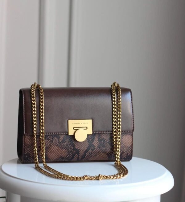 Ebba Snake Print Chain-Strap Bag