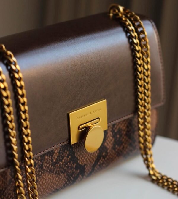 Ebba Snake Print Chain-Strap Bag - Image 2