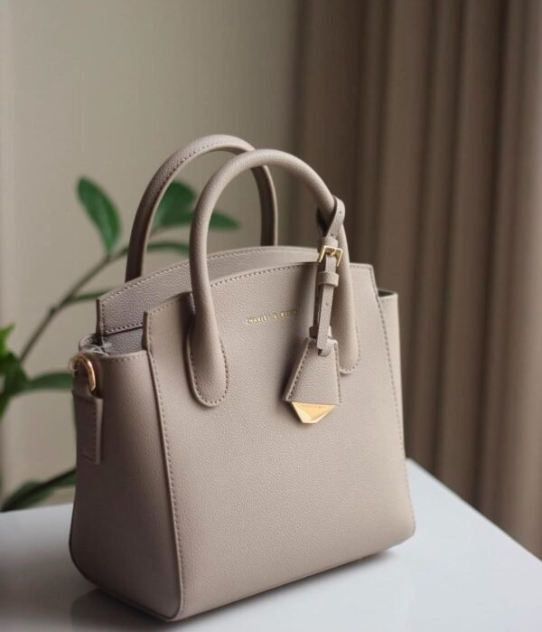 Harper Structured Top Handle Bag - Taupe - Image 2