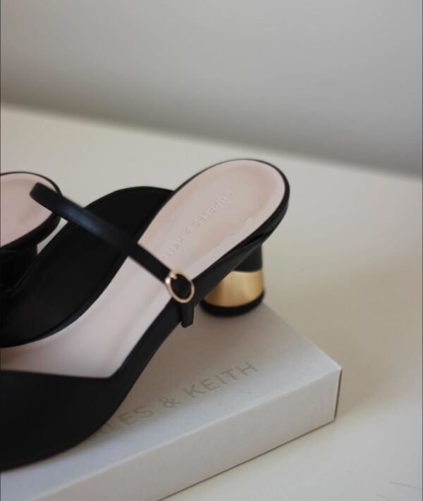 Charles and Keith -Cammie Metallic Sculptural Heel Mules - Black - Image 2