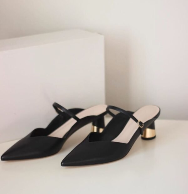 Charles and Keith -Cammie Metallic Sculptural Heel Mules - Black