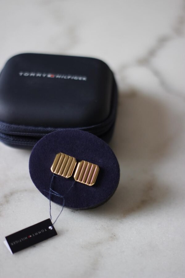 Tommy Hilfiger - Gold-Tone Stripe Cufflinks - Image 4