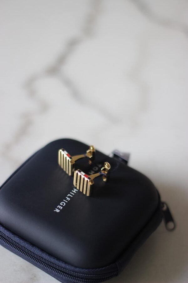 Tommy Hilfiger - Gold-Tone Stripe Cufflinks