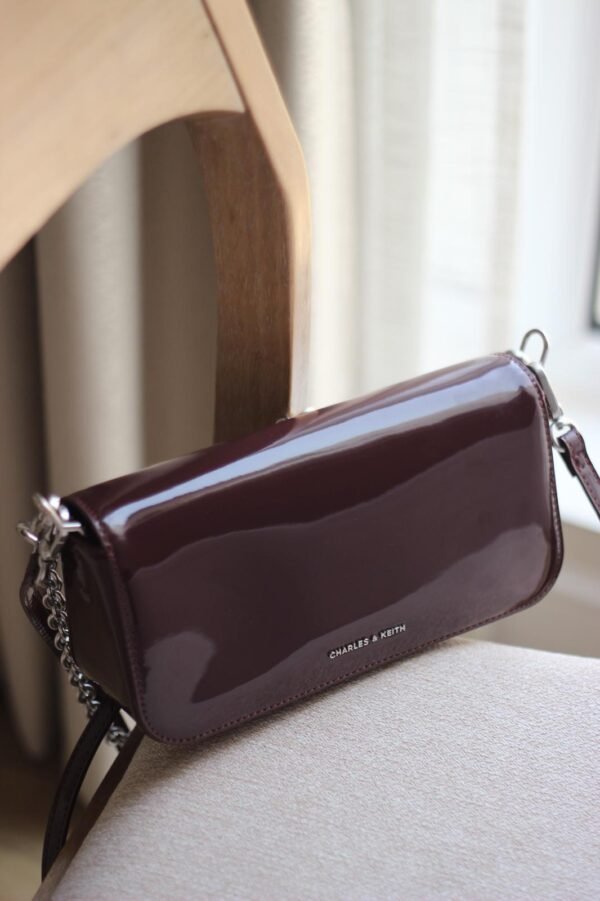 Charles and Keith - Patent Chain-Handle Shoulder Bag - Image 2