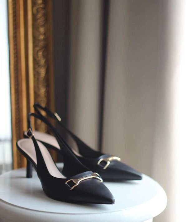 Charles and Keith - Leslie Metallic-Accent Slingback Pumps - Black