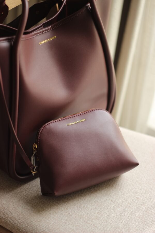 Charles & keith - Lyla Tubular Slouchy Tote Bag - burgundy - Image 2