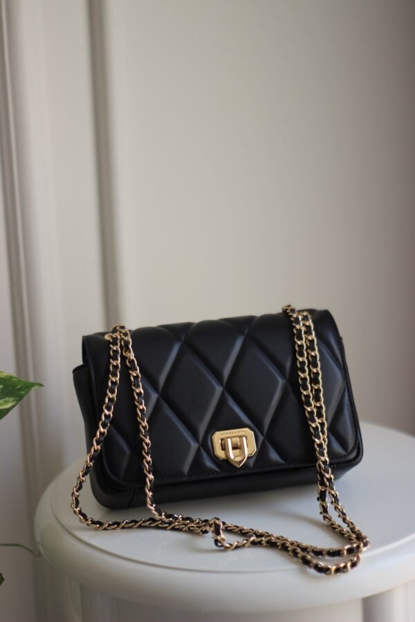 Arwen Diamond-Quilt Shoulder Bag - Black - Image 3