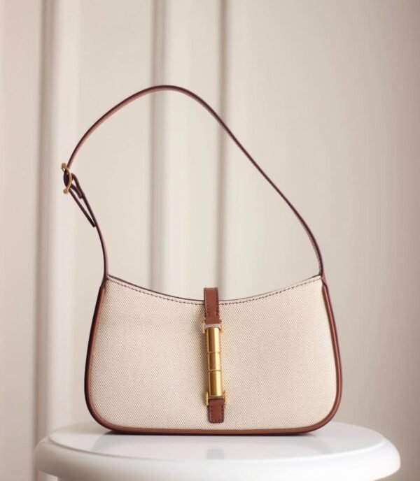 Charles & keith - Cesia Canvas Metallic Accent Shoulder Bag - Chocolate