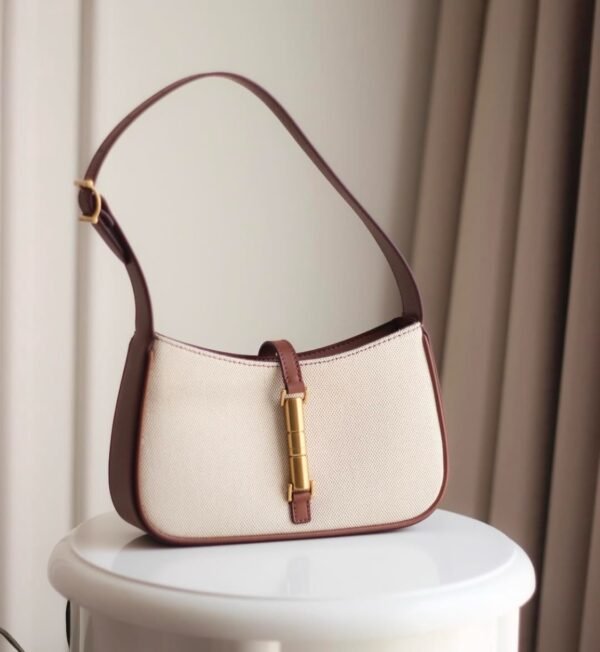 Charles & keith - Cesia Canvas Metallic Accent Shoulder Bag - Chocolate - Image 2