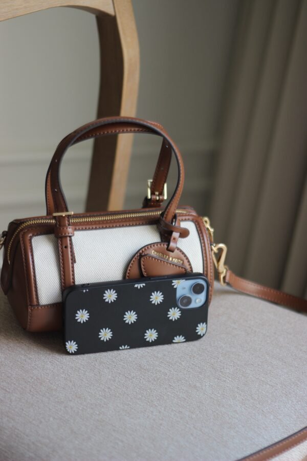 Charles & keith Enola Canvas Two-Tone Bowling Bag - Chocolate - Image 2