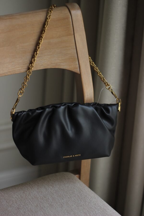 Charles & keith - Brigette Ruched Chain-Handle Clutch - Black