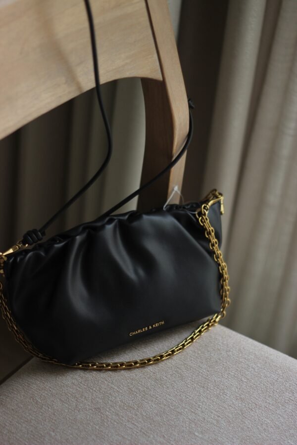 Charles & keith - Brigette Ruched Chain-Handle Clutch - Black - Image 2