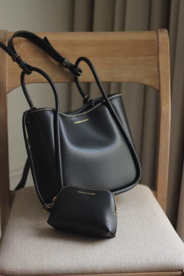 Charles & keith Mini lyla tote bag - black