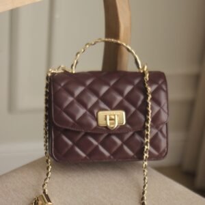 Charles & keith Cressida Quilted Top Handle Bag - Wineberry Red