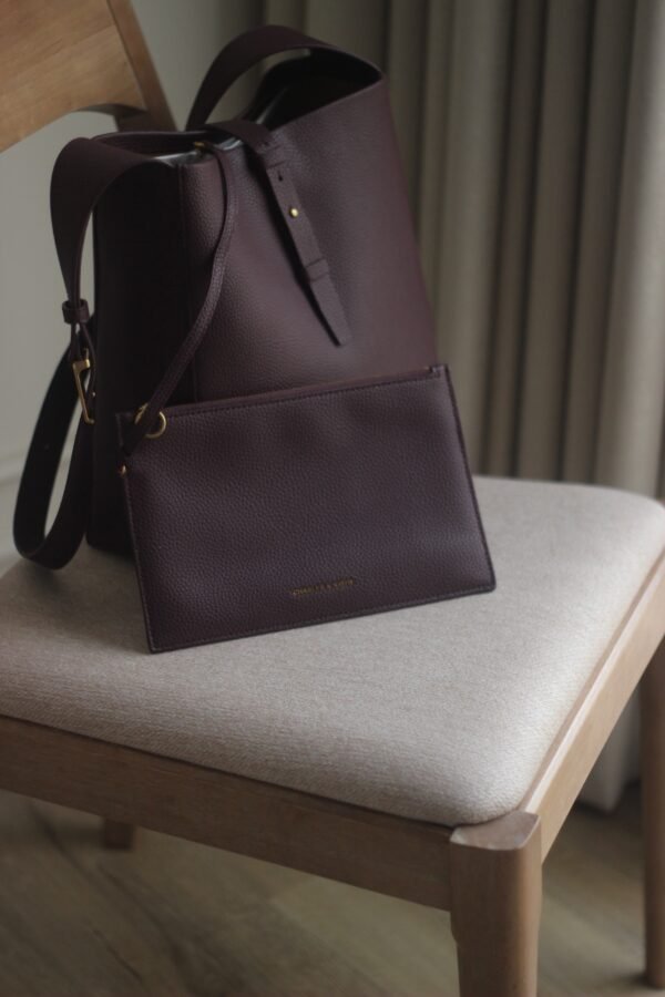 Beryl Recycled Leather Belted Hobo Bag - Wineberry Red