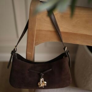 CHARLES&KEITH Mila Recycled Suede Shoulder Bag - Espresso Brown