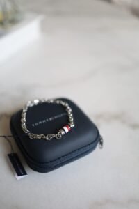 Signature stripe chain link bracelet