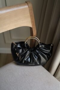 Ciara Ruched Metal Top Handle Bag