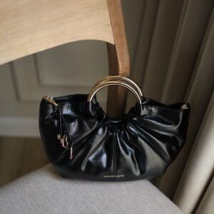 Ciara Ruched Metal Top Handle Bag