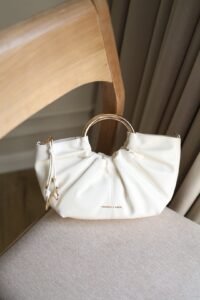 Ciara Ruched Metal Top Handle Bag