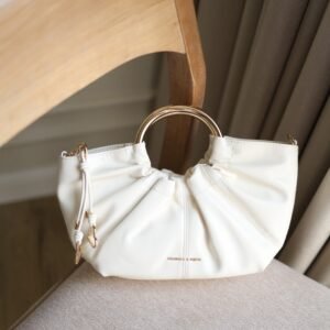 Ciara Ruched Metal Top Handle Bag