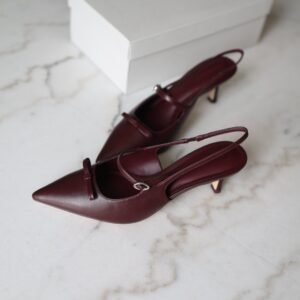 Sonali bow slingback pumps burgundy- Charles & keith