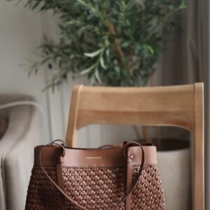 Calla Woven Tote Bag - Chocolate