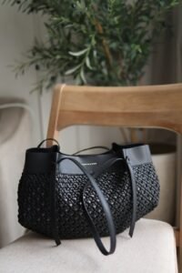 Calla Woven Tote Bag - Black