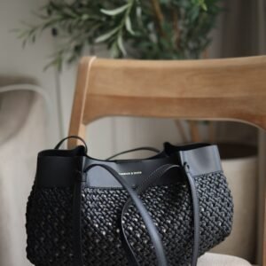 Calla Woven Tote Bag - Black