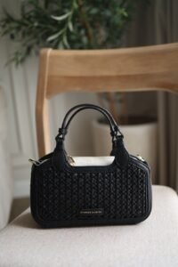 Mini Azure Woven Tote Bag - Black