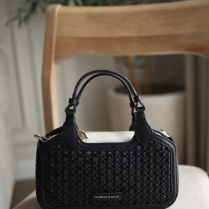 Mini Azure Woven Tote Bag - Black