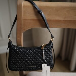 Mini Calla Woven Shoulder Bag - Black