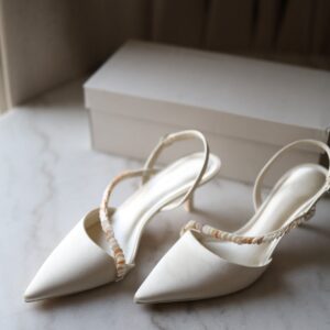Briella Sequinned Slingback Pumps - Cream